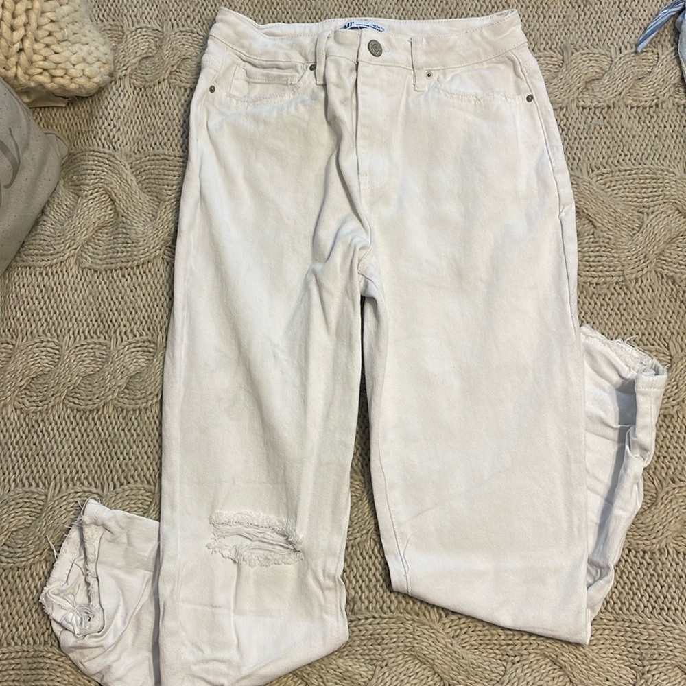 White ripped jeans